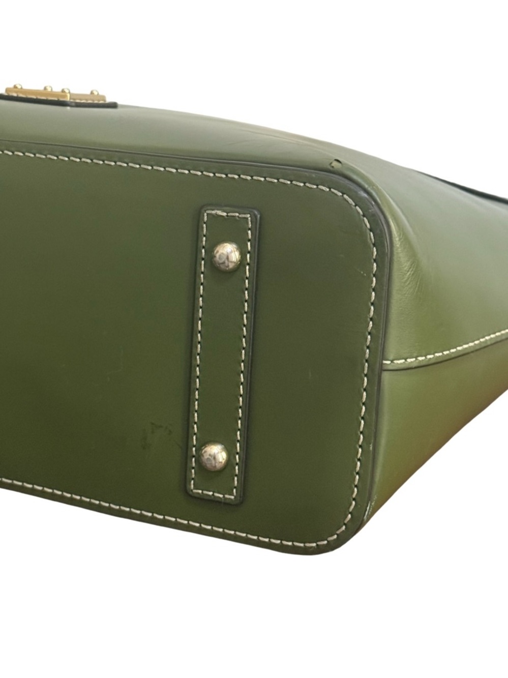 Dooney & Bourke Olive Green Leather Tote Bag with Gold Hardware! - Picture 7 of 13